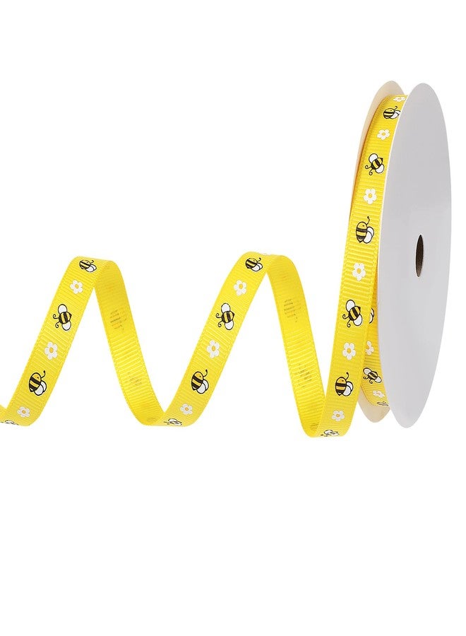 Bruislard 3/8 Inch x 10 Yard Yellow Black Bee Summer Ribbon, Bee Teacher Daisy Flower Grosgrain Ribbon for Gift Wrapping, Hair Bows, Party Decoration, DIY Crafts - Image 1